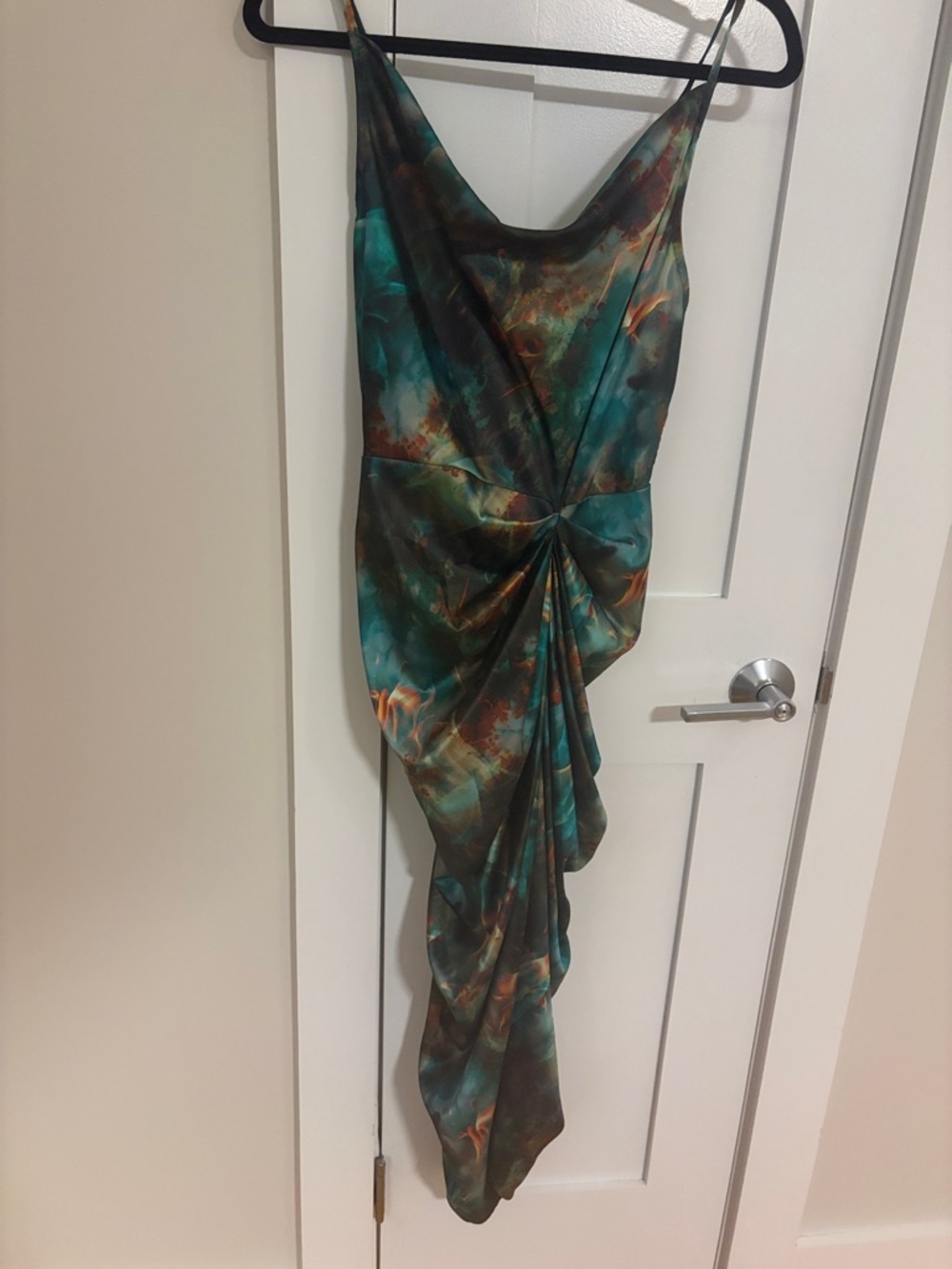 PrettyLittleThing Teal and Rust Marble Midi Dress